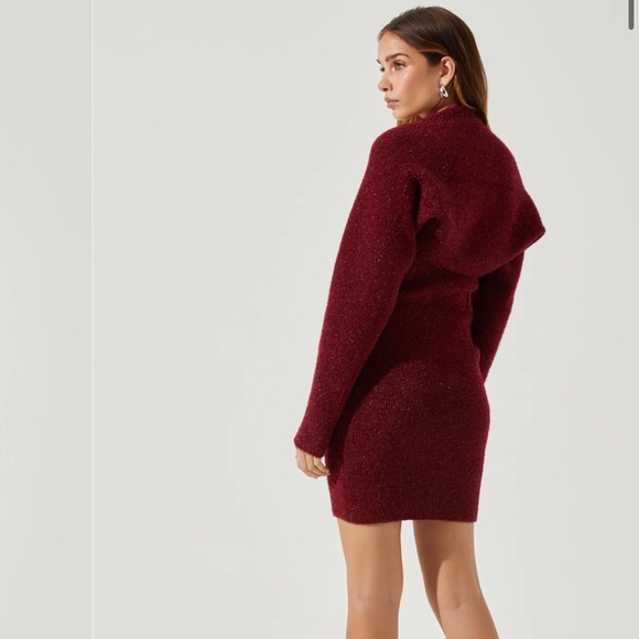 💃🏽🆕 NWT ASTR the Label TAMARA SHRUG AND MINI SWEATER DRESS - Wine - Size M - Picture 2 of 13
